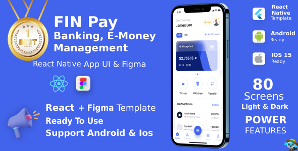 FinPay App ANDROID + IOS + FIGMA (FREE) | React Native | Banking, E-Money Management FinPay App ANDROID + IOS + FIGMA (FREE) | React Native | Banking, E-Money Management - Image 1