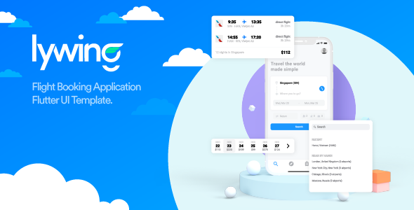 Lywing - Flight Booking App Flutter UI template Lywing - Flight Booking App Flutter UI template - Image 1